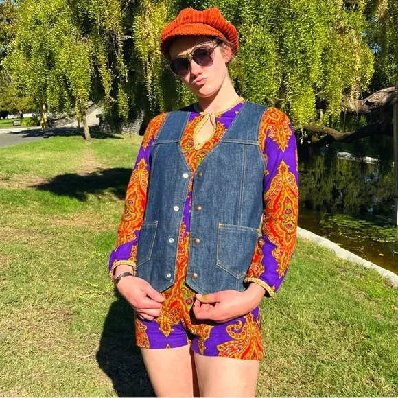 1970s Harley Davidson Denim Snap Front Vest - Picture 2 of 7